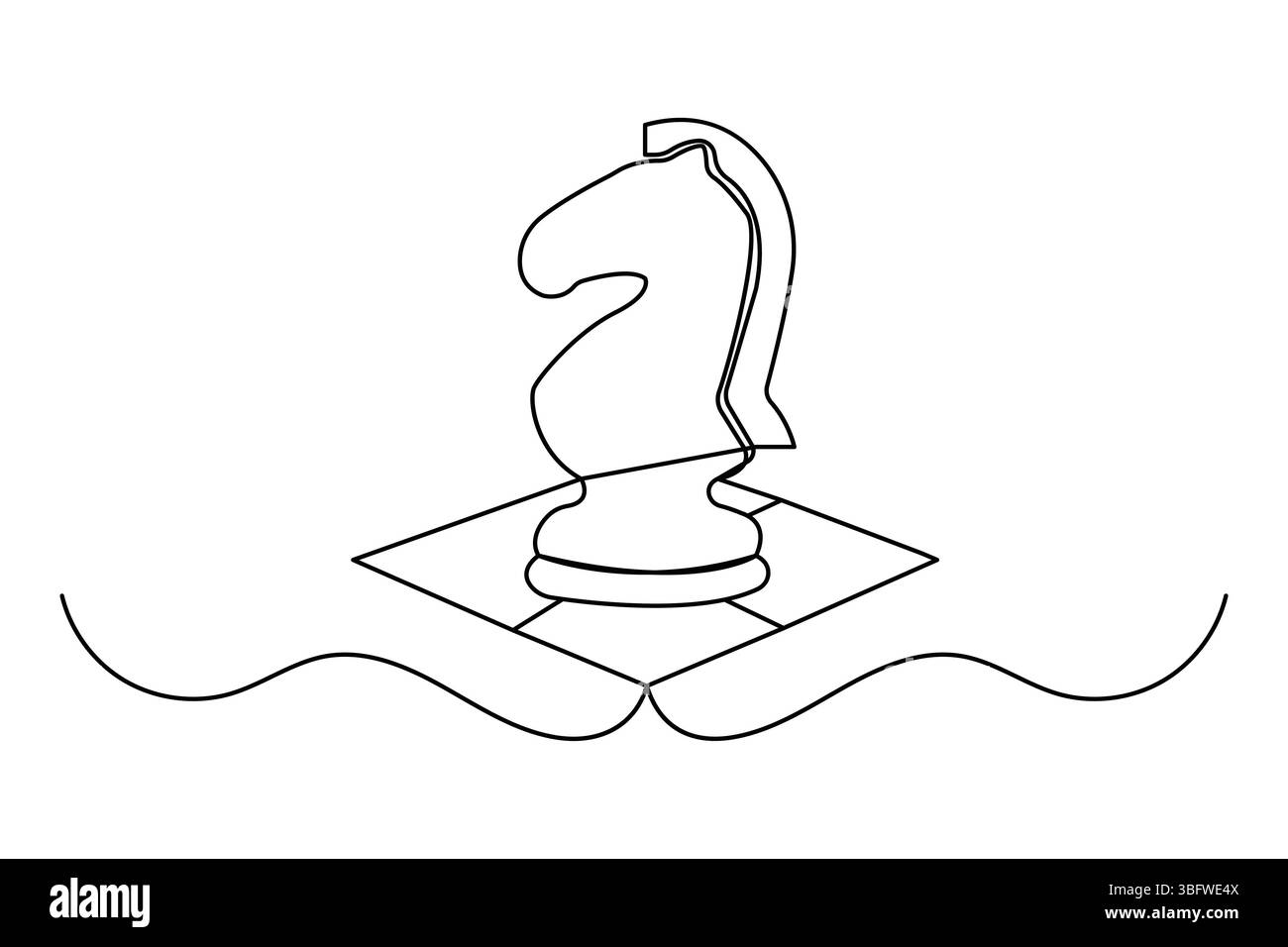 Einfache Illustration des Ritterschach-Vektors durchgehende einzeilige Kunstzeichnung Stock Vektor