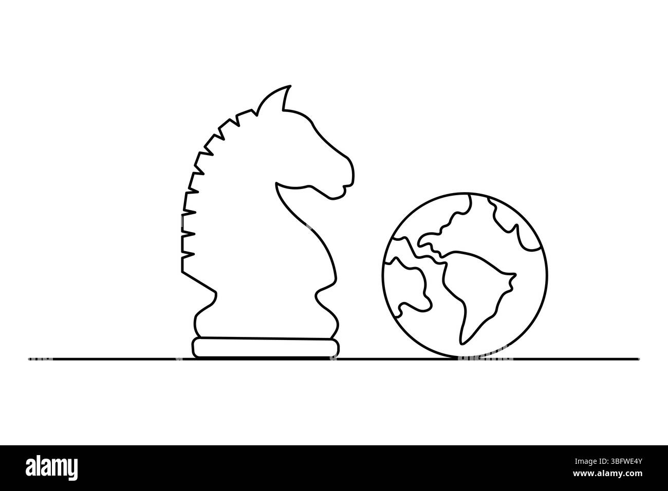 Einfache Illustration des Ritterschach-Vektors durchgehende einzeilige Kunstzeichnung Stock Vektor