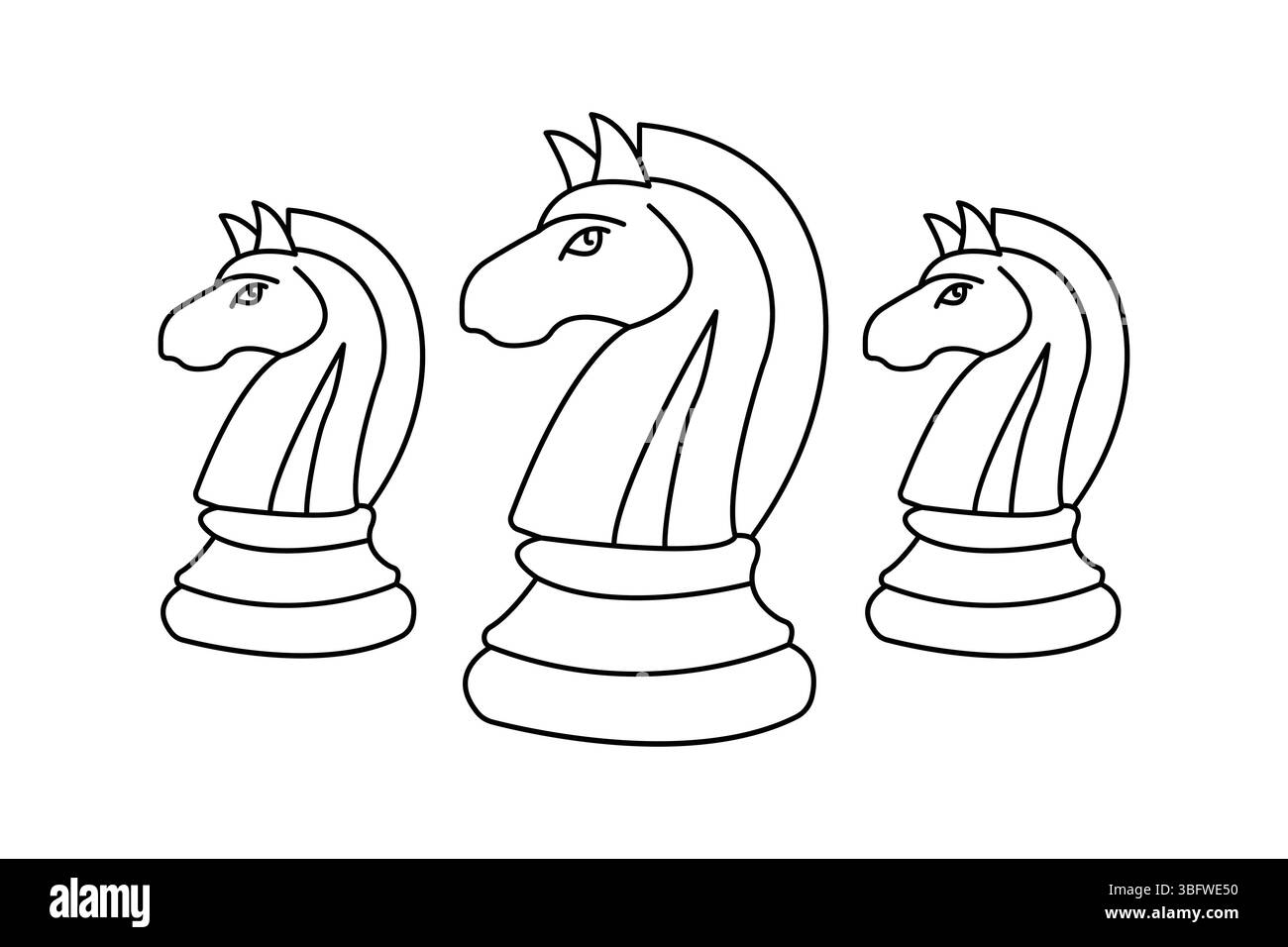 Einfache Illustration des Ritterschach-Vektors durchgehende einzeilige Kunstzeichnung Stock Vektor