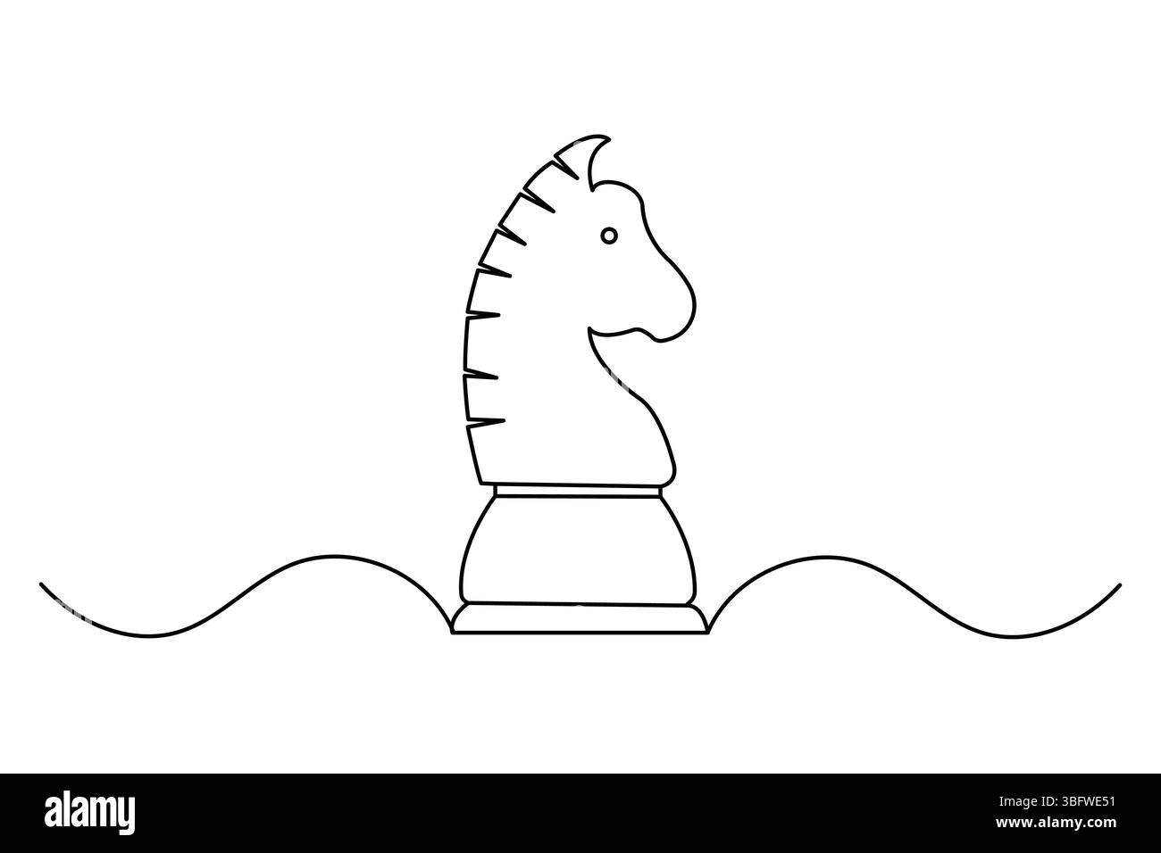 Einfache Illustration des Ritterschach-Vektors durchgehende einzeilige Kunstzeichnung Stock Vektor