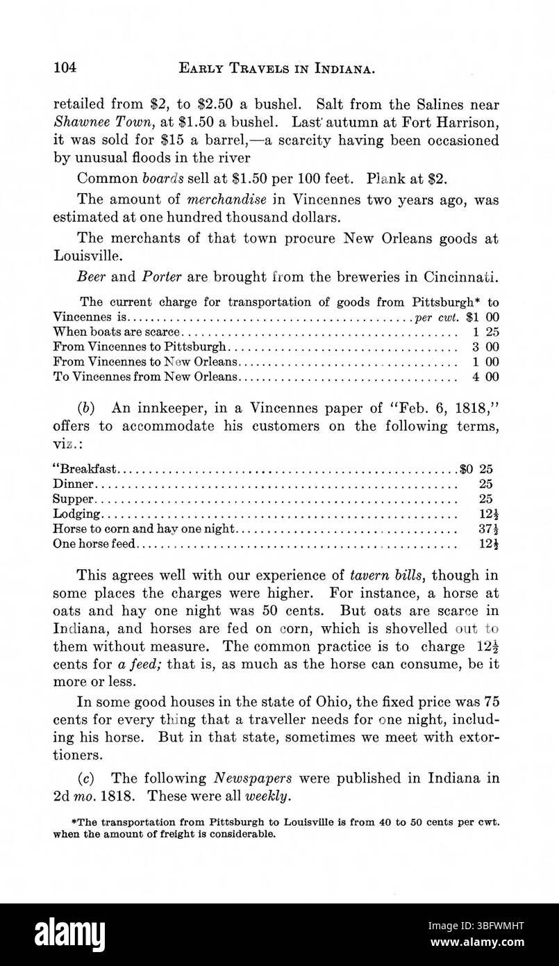 Eine Sammlung von 1916, die frühe amerikanische Reiseberichte dokumentiert, einschließlich topographischer Beschreibungen und Erzählungen von Virginia, Pennsylvania, North Carolina und den westlichen Territorien von 1778 bis 1817 von Persönlichkeiten wie Thomas Hutchins, George Imlay, C.F. Volney und anderen. Stockfoto