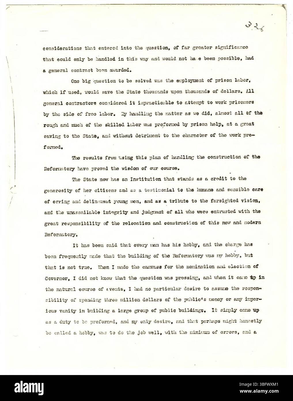 Dieser Entwurf von Warren T. McCrays Memoiren, der nach seiner Entlassung aus dem Gefängnis geschrieben wurde, erzählt von seinem frühen Leben, seiner Karriere in der Landwirtschaft, politischen Kampagnen und seiner Gouverneurschaft. Er enthält detaillierte Aufzeichnungen über seinen Prozess wegen Postbetrug und die Haftstrafe, die er verbüßt hat, und gibt Einblick in sein persönliches und öffentliches Leben. Stockfoto