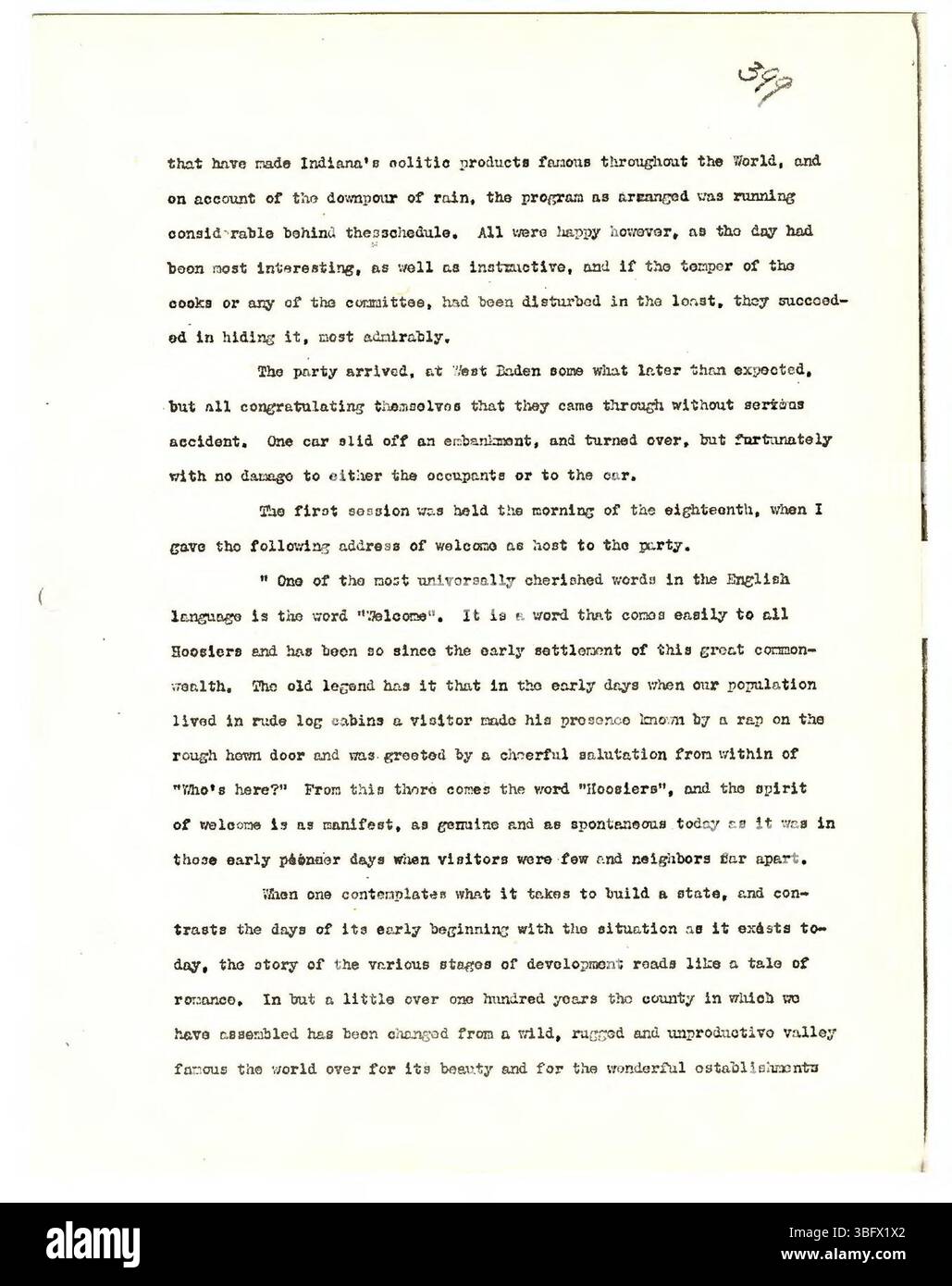 Dieser Entwurf von McCrays Memoiren aus *Memoirs of Warren T. McCray* (1927) enthält Überlegungen über seine frühe Kindheit, seinen Aufstieg in der Landwirtschaft und Wirtschaft und seine Gouverneurschaft. Die Seite enthält auch einen detaillierten Überblick über die rechtlichen Angelegenheiten, die zu seiner Verurteilung und Gefängnisstrafe für Postbetrug geführt haben. Stockfoto