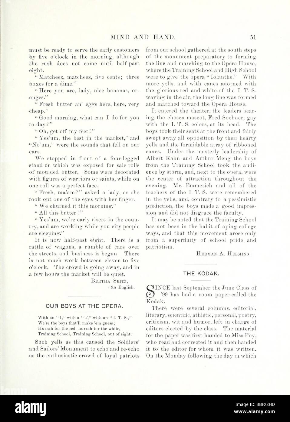 Seite 57 der Mai 1898 Ausgabe von „Mind and Hand“, Band 4, Nummer 1, Fortsetzung der Reihe intellektueller Inhalte, die philosophische, psychologische und gesellschaftliche Fragen der Zeit untersucht. Stockfoto