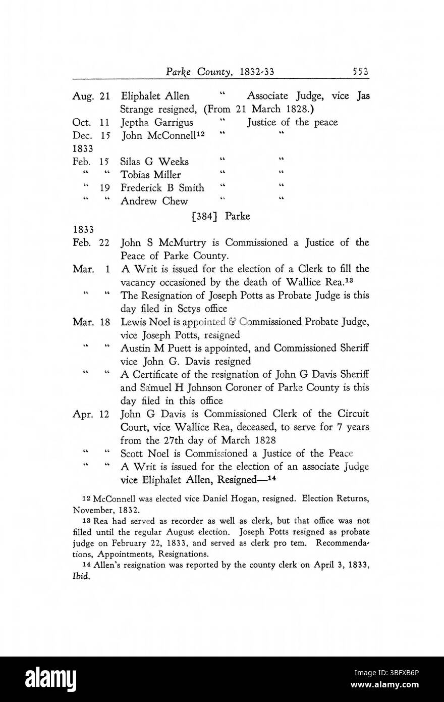 Seite 565 der *1816-1836 Executive Procedures of the State of Indiana*, veröffentlicht 1947, konzentriert sich auf die Exekutivfunktionen während der territorialen und frühen Staatenschaftsperiode Indianas und betont die rechtlichen und politischen Entscheidungen der Staatsoberhäupter. Stockfoto