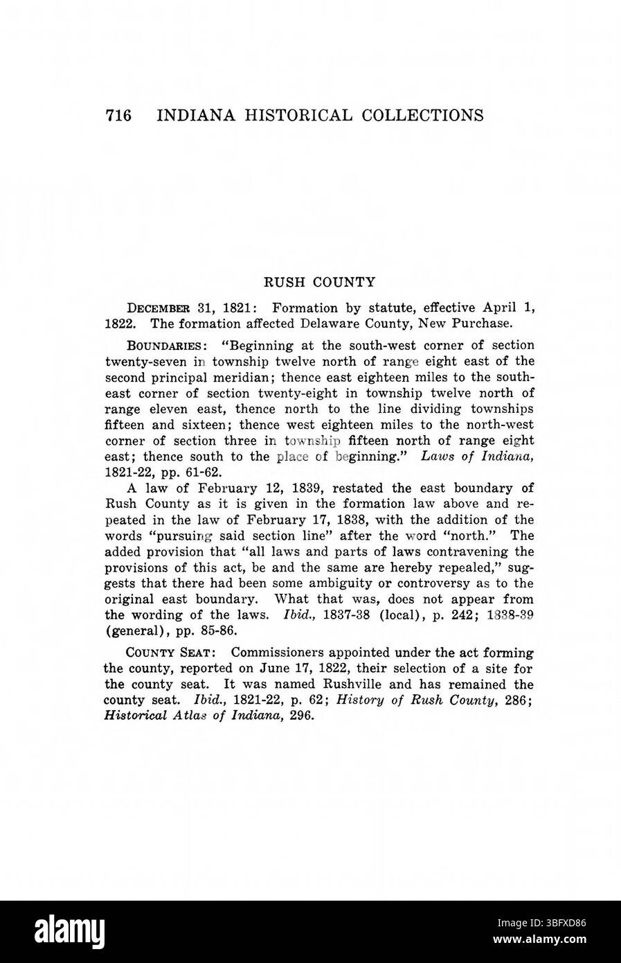 Der 1967 vom Indiana Historical Bureau veröffentlichte Nachdruck von *Indiana Boundaries* liefert detaillierte Informationen über die geographischen Grenzen des Bundesstaates. Das Dokument enthält bibliografische Referenzen und einen Index zur einfachen Navigation in seinem Inhalt. Stockfoto