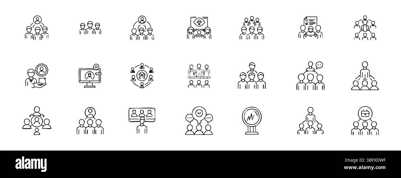 Symbolgruppe „Teamwork und Personengruppe“ für „Business“, „HR“ und „Leadership“ Stock Vektor