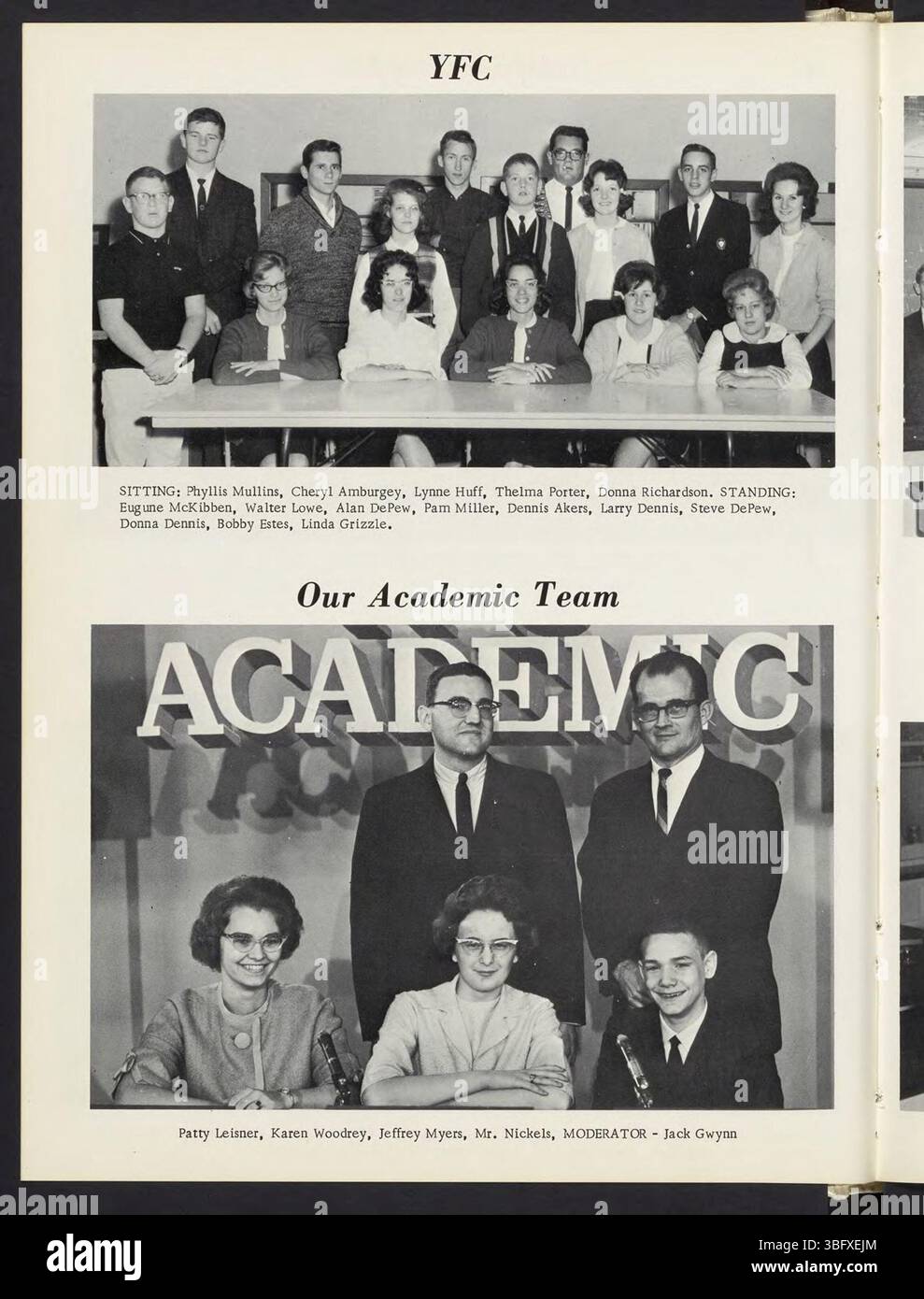 Seite 60 des Jahrbuchs 1964 der Trenton High School zeigt den Abschluss des Schuljahres 1964 mit Bildern von den letzten Schulveranstaltungen und Feierlichkeiten zum Jahresende. Stockfoto