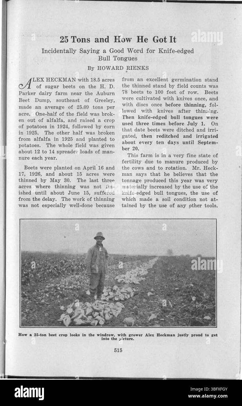 Seite 515 von „Through the Leaves, 1926“ wird weiter auf Themen aus dem Jahr 1926 erweitert und bietet wertvolleres Referenzmaterial für die historische Forschung, ergänzt durch einen Index zur einfachen Themennavigation. Stockfoto