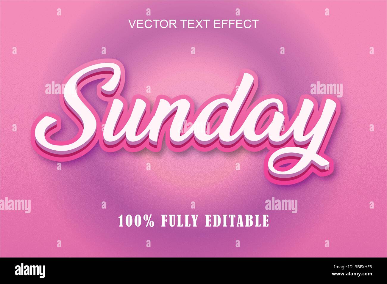 3D Sunday Vintage Texteffekt im modernen Trend-Stil Stock Vektor