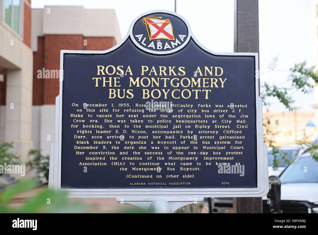 Rosa Parks wurde am 1. Dezember 1955 im Montgomery-Bus verhaftet, weil sie sich weigerte, ihren Sitz einer weißen Person zu überlassen, was zum 391-tägigen Boykott führte. Stockfoto
