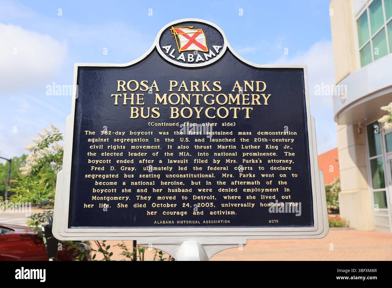 Rosa Parks wurde am 1. Dezember 1955 im Montgomery-Bus verhaftet, weil sie sich weigerte, ihren Sitz einer weißen Person zu überlassen, was zum 391-tägigen Boykott führte. Stockfoto