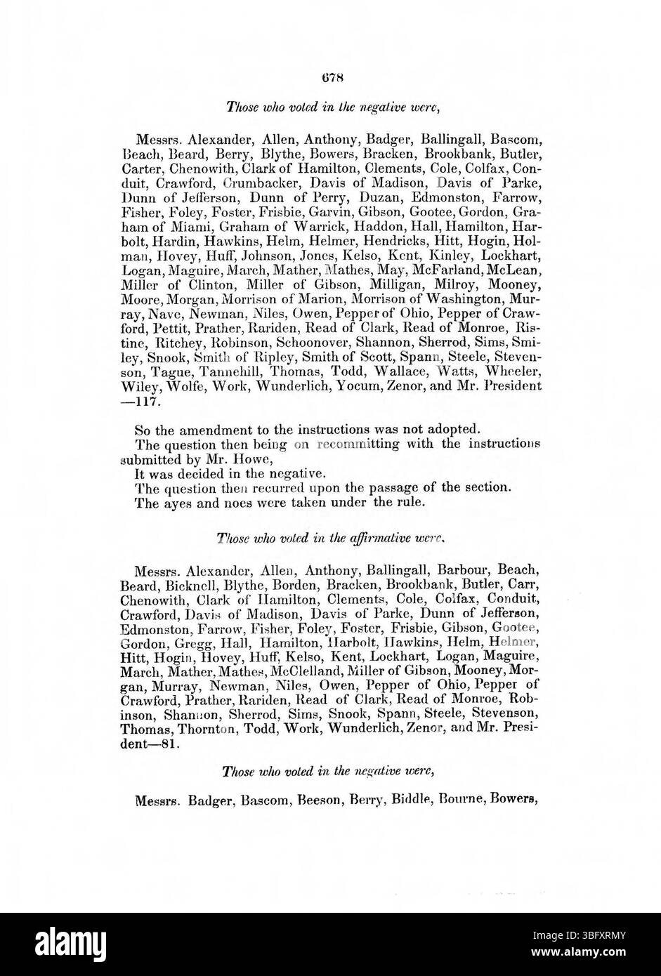 Auf Seite 679 des *1850 Journal of the Convention of the People of the State of Indiana* werden die laufenden Beratungen und Debatten während des Verfassungsänderungsprozesses hervorgehoben. Es gibt Einblicke in das politische Klima und die ideologischen Unterschiede der Zeit. Stockfoto