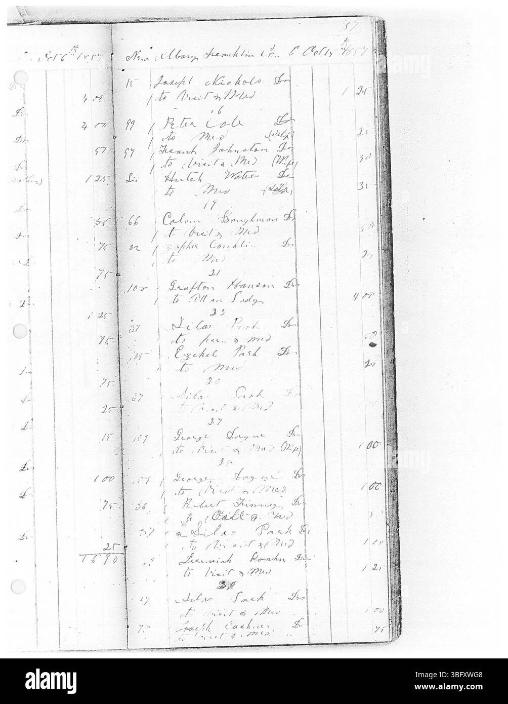 Das 1859-Tage-Buch von Dr. Sylvester William Ranney zeigt seine tägliche medizinische Praxis als Arzt in Zentral-Ohio. Das Buch ist Teil einer mehrbändigen Serie, die seine Arbeiten in New Albany, Franklin County und Umgebung dokumentiert. Seine Aufzeichnungen beschreiben auch seine Tätigkeit als Chirurg während des Bürgerkriegs. Stockfoto