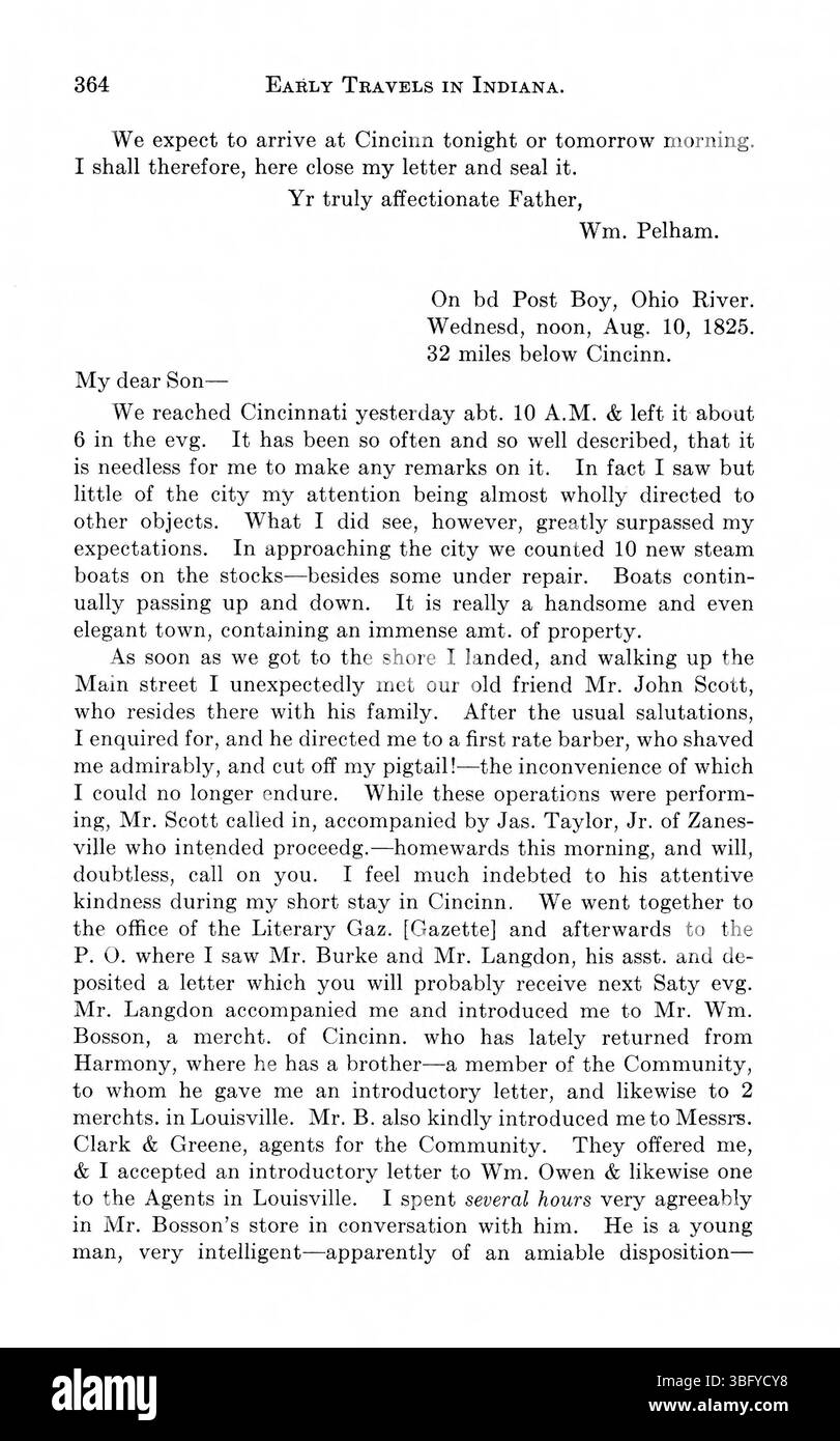 Dieser Abschnitt der Publikation von 1916 enthält Berichte von frühen Reisenden nach Indiana, darunter Thomas Hutchins und George Imlay, in denen die Geographie, das Klima und die frühen Siedlungsmuster der Region beschrieben werden. Diese Schriften aus dem späten 18. Und frühen 19. Jahrhundert geben wertvolle Einblicke in die Rolle der Region bei der westlichen Expansion und ihrer frühen Geschichte. Stockfoto