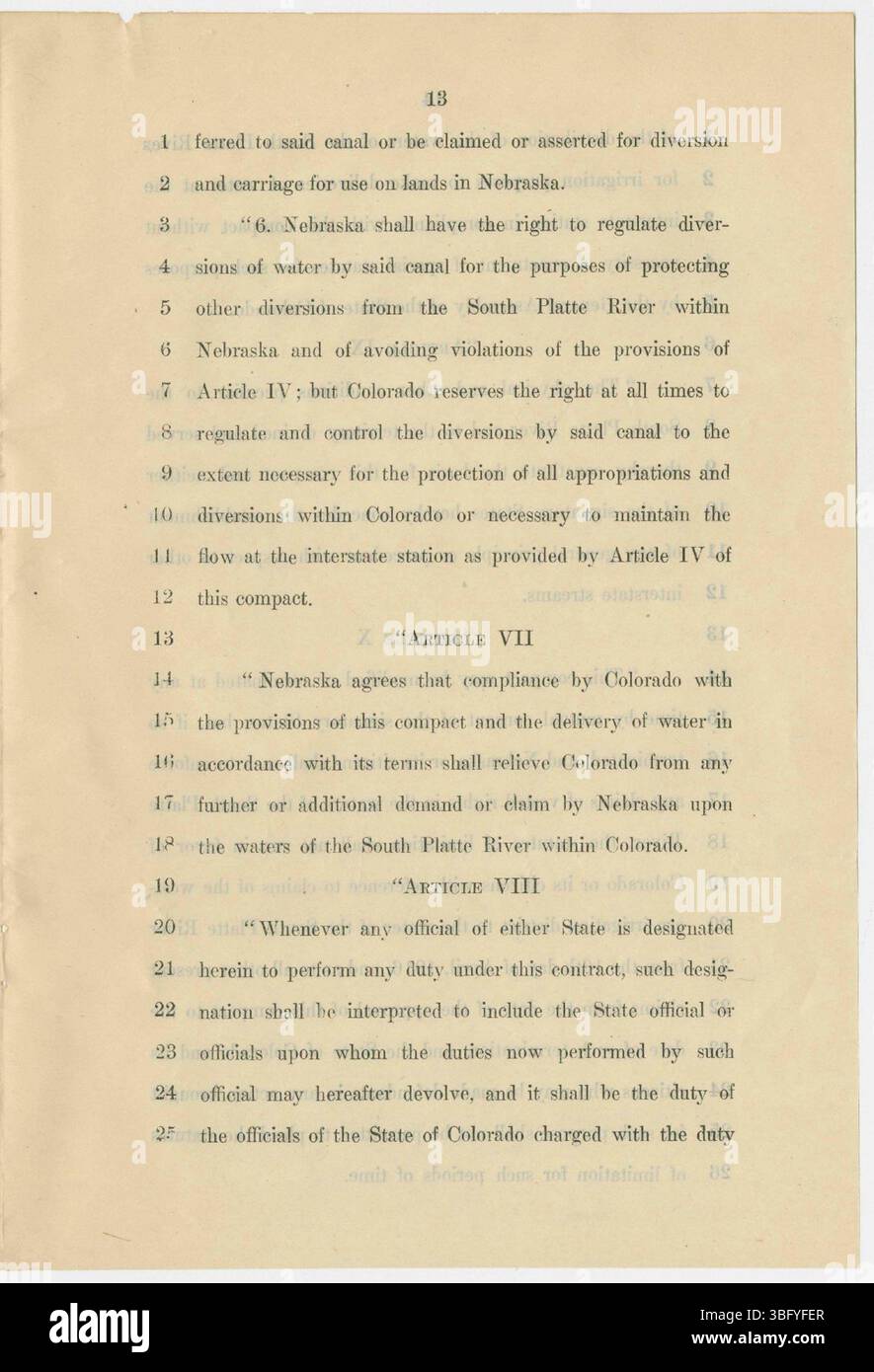 Auf Seite 13 des Legislativdokuments von 1926 wird weiterhin ein wichtiger Inhalt der Rechtsvorschriften dargestellt, der die 16 Seiten umfassende Arbeit ergänzt. Stockfoto