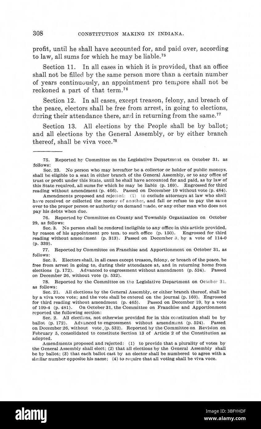 In diesem Abschnitt von *Constitution Making in Indiana* (1971) wird das politische und soziale Klima um Indianas Verfassungsentwicklung analysiert, wobei der Schwerpunkt auf den gesellschaftlichen Faktoren liegt, die den Prozess beeinflussen. Stockfoto