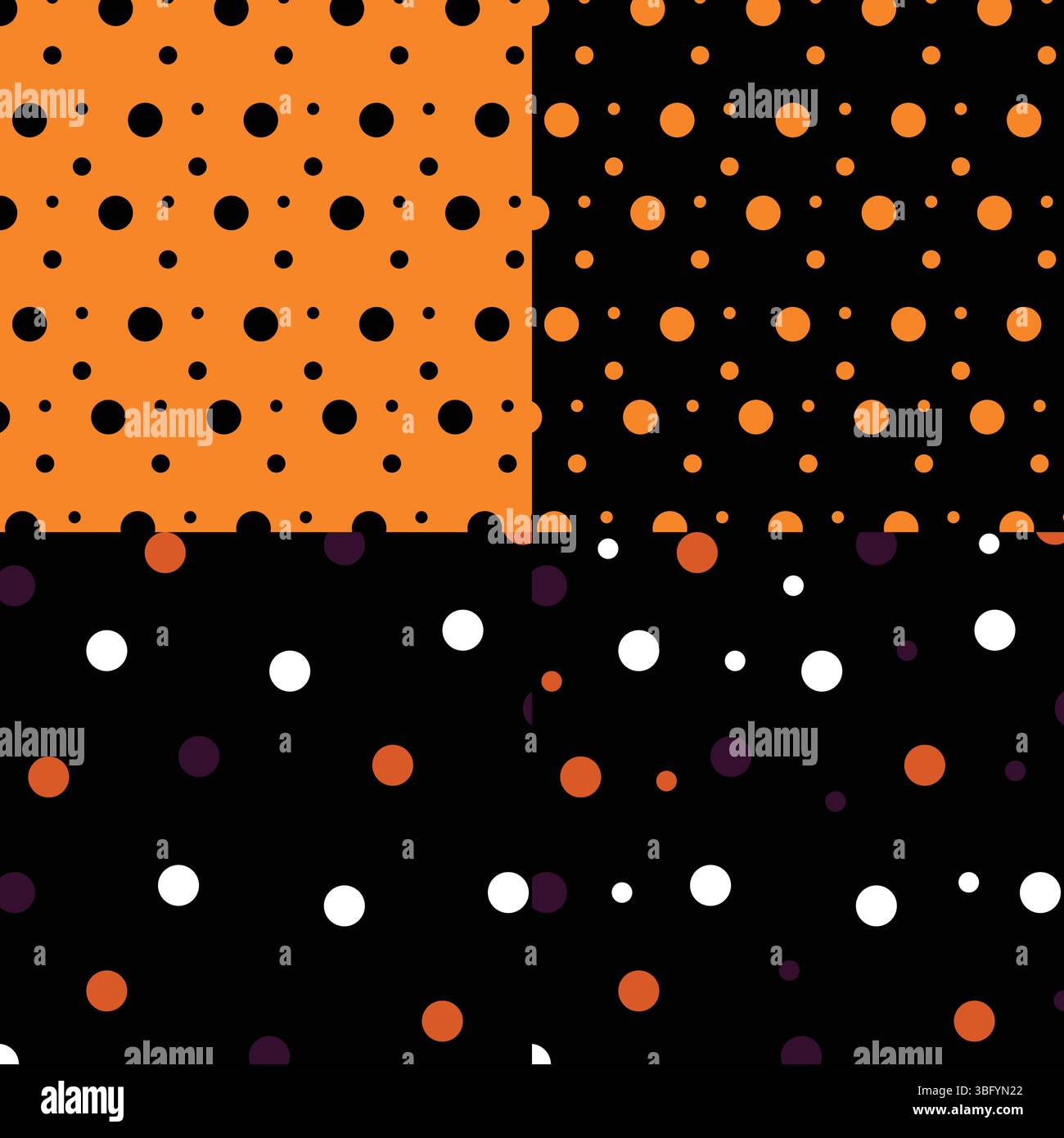 Halloween nahtlose Vektormuster mit Polka Dots, kleine Punkte. Nahtloses Muster Mit Punktmuster. Für Website-Design, Desktop-Hintergrundbilder, Kinder-Hintergrund. Stock Vektor
