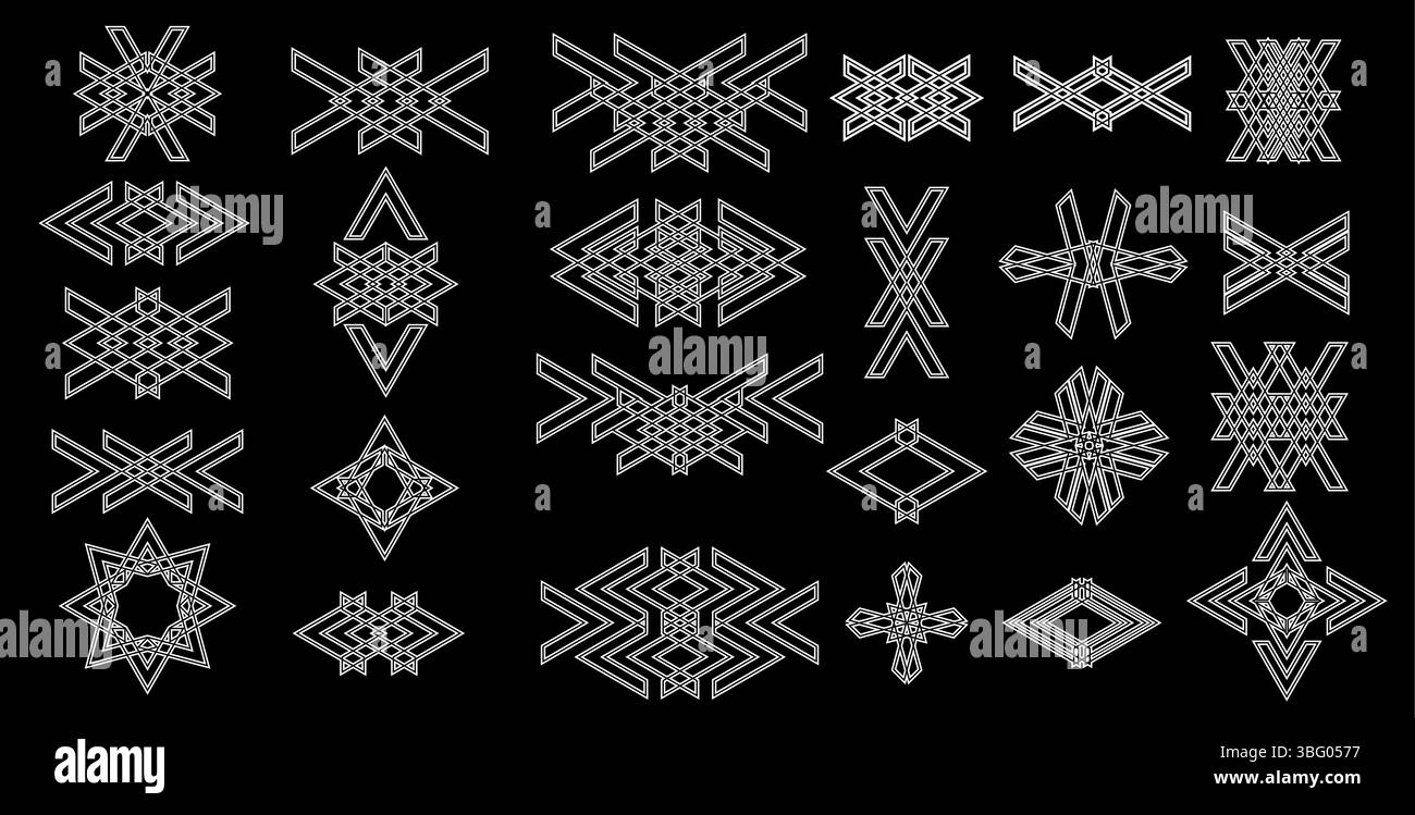 Sammlung abstrakter geometrischer Linienmuster und Symbole minimalistischer Desig. Stock Vektor