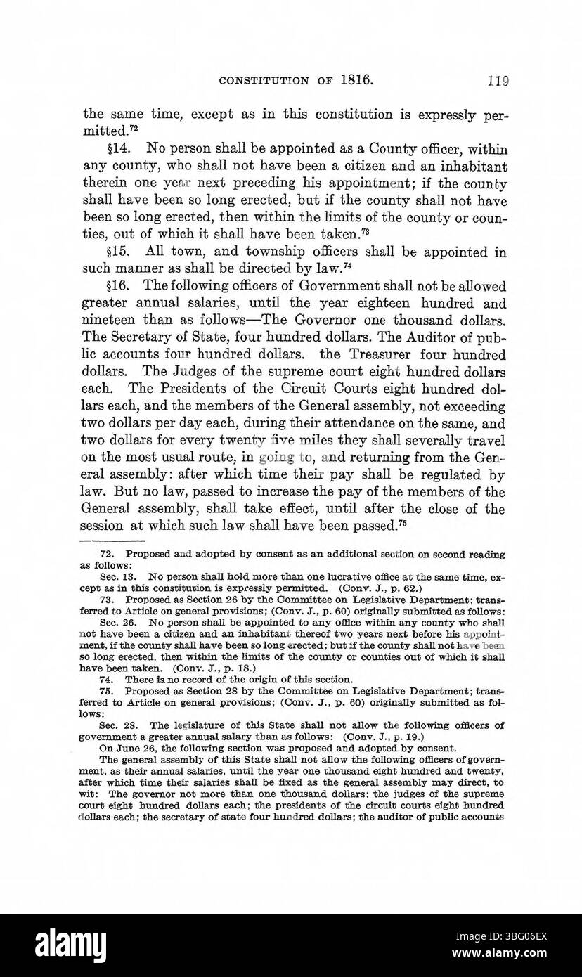 In Band 1 von *Constitution Making in Indiana* (1971) wird die frühe Bildung der Verfassung Indianas untersucht und die politischen, rechtlichen und sozialen Faktoren hervorgehoben, die zur Entwicklung der Regierung und des Rechtssystems des Staates beigetragen haben. Stockfoto