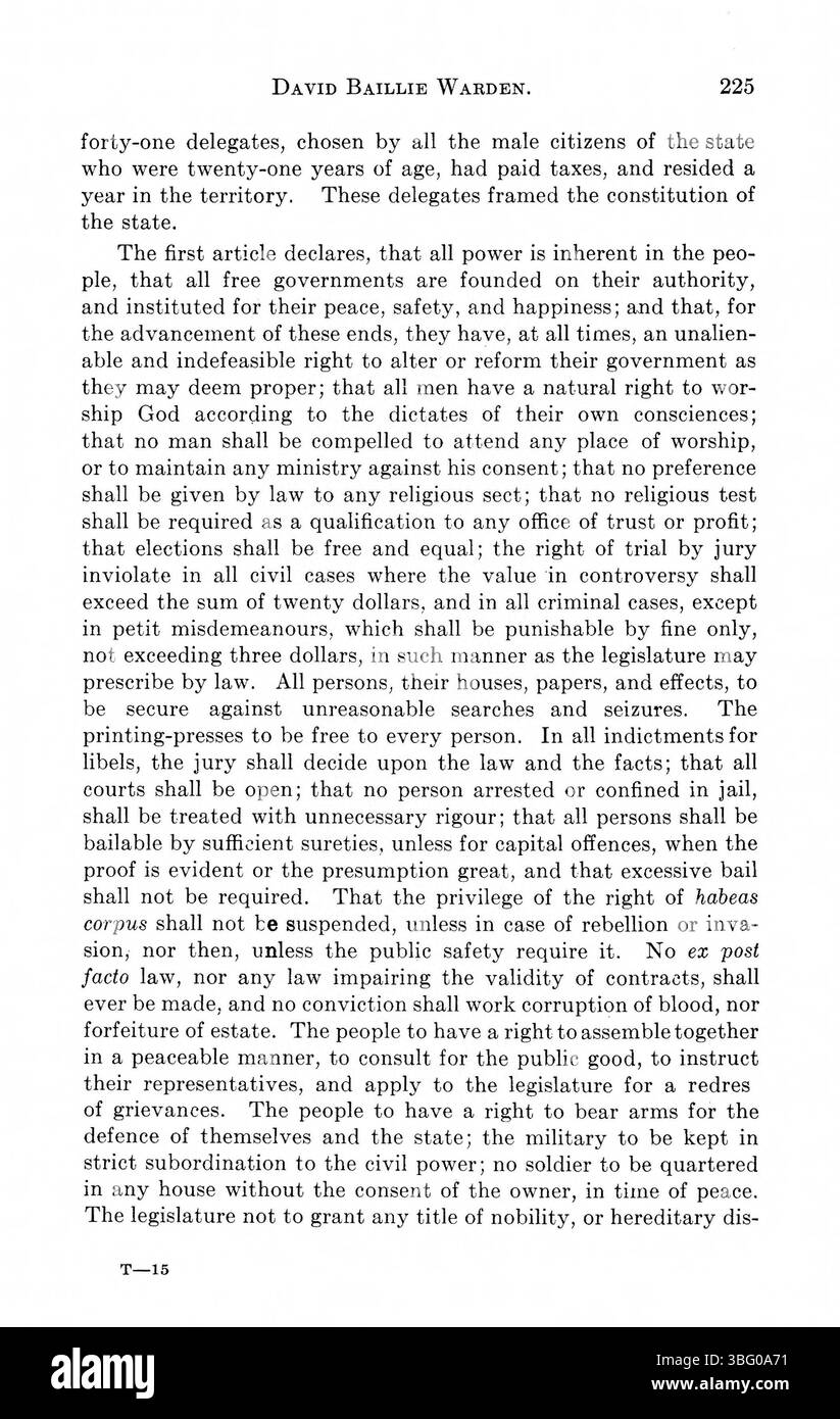 Diese Seite von „Indiana as Seen by Early Travelers“ (1916) enthält eine Reihe von Reiseberichten, darunter den Western Gazetteer von Samuel Brown aus dem Jahr 1817 und Berichte von Bradbury und Cutler. Diese Werke beschreiben Indianas frühe Besiedlung und die Geographie der Region im Kontext der amerikanischen Expansion im 19. Jahrhundert. Stockfoto