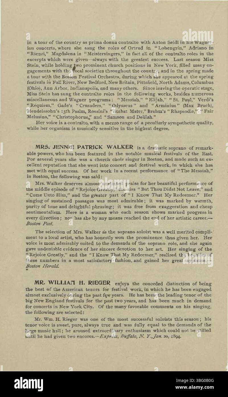 Am 13. Mai 1895 in Indianapolis fand das Siebte jährliche Mai-Musikfestival statt, das Auftritte des Maennerchors umfasste, die den Einfluss der deutsch-amerikanischen Gemeinde widerspiegelten. Die Veranstaltung war ein bedeutender kultureller Ausdruck durch Musik und öffentliche Feierlichkeiten. Stockfoto