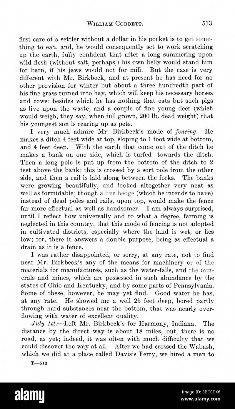 Diese 1916 erschienene Publikation enthält Reiseberichte von frühen Entdeckern wie Hutchins, Imlay und Melish, die Einblicke in das Indiana Territorium und seine natürlichen Ressourcen, Geographie und Klima bieten. Die Arbeit dokumentiert, wie frühe Reisende das Land wahrnahmen, wobei die Bodenqualität, das Gelände und die Umweltbedingungen hervorgehoben werden. Diese Schriften liefern einen wichtigen historischen Kontext für das Verständnis früherer amerikanischer Explorationen und Siedlungen. Stockfoto