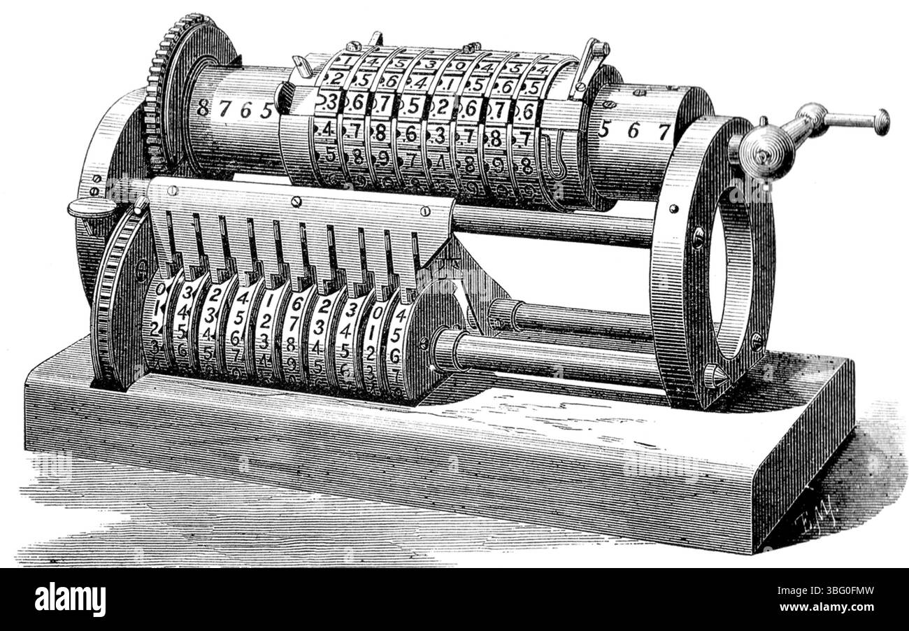 GRANT Mechanische Rechenmaschine , 1877 entworfen von der George B. Grant Company aus Boston, MA. Stockfoto
