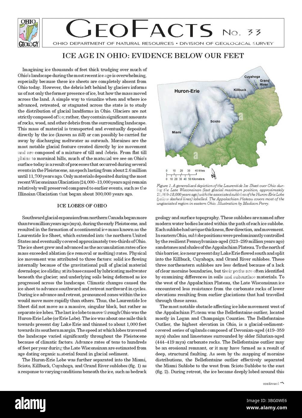 Dieser Bericht aus dem Jahr 2019 untersucht Beweise der Eiszeit in Ohio und konzentriert sich auf geologische Funde und physische Beweise der prähistorischen Vergangenheit der Region, einschließlich Fossilien und Sedimentproben. Stockfoto