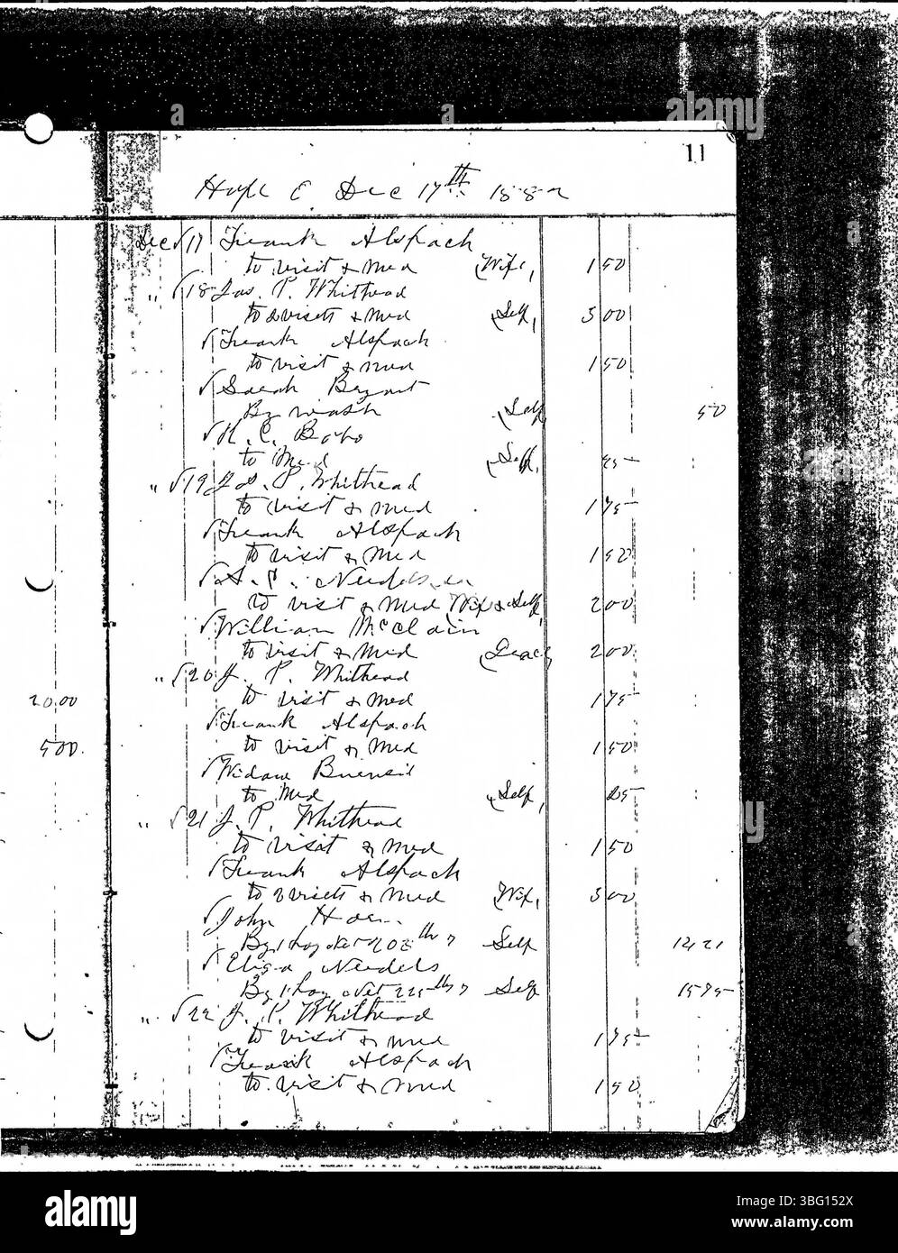 Das Tagesbuch von Dr. Sylvester William Ranney, das 1882–1891 umfasst, beschreibt seine Arbeit als Arzt in Zentral-Ohio. Ranney wurde im Franklin County geboren und besuchte das Starling Medical College. Die Bände dokumentieren seinen medizinischen Dienst in Franklin, Delaware und Licking County. Diese Zeitschriften wurden von der Franklin County Genealogical & Historical Society indexiert und digitalisiert. Stockfoto