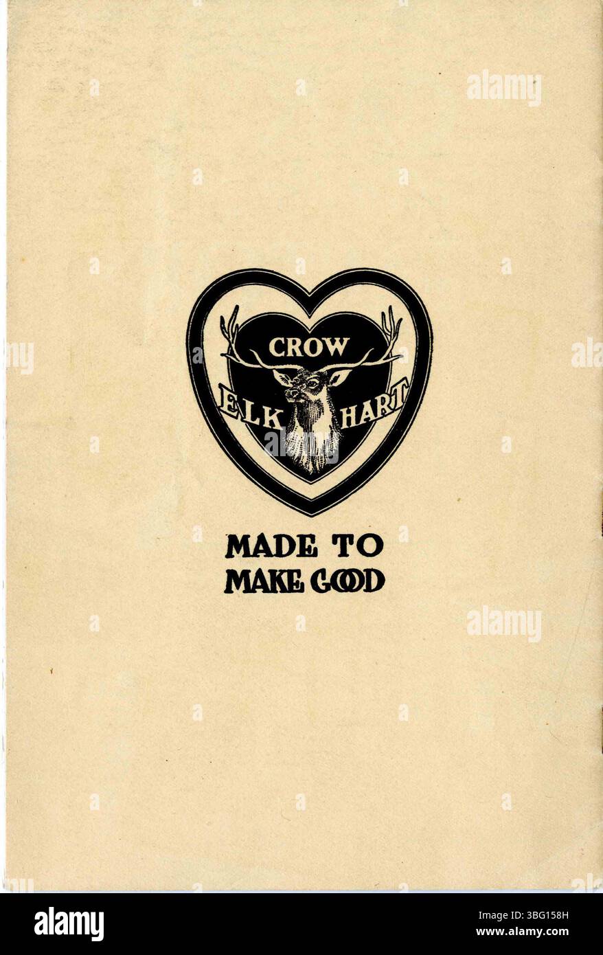 Das Pamphlet aus dem Jahr 1915 über die Crow Motor Car Company bietet Einblicke in die Führung und den Betrieb in ihrem Automobilwerk in Elkhart, Indiana. Stockfoto