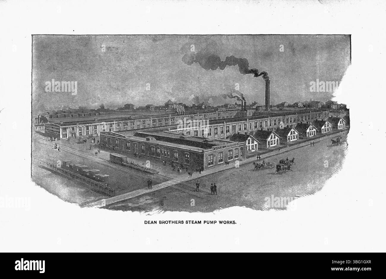 Diese Seite aus *Hyman's Handbook of Indianapolis* (1907) führt die Geschichte der Stadt fort und zeigt detaillierte Illustrationen und Texte, die sich mit Indianapolis’ urbanem Wachstum und kultureller Entwicklung im frühen 20. Jahrhundert befassen. Stockfoto Diese Seite aus *Hyman's Handbook of Indianapolis* (1907) führt die Geschichte der Stadt fort und zeigt detaillierte Illustrationen und Texte, die sich mit Indianapolis’ urbanem Wachstum und kultureller Entwicklung im frühen 20. Jahrhundert befassen. Stockfoto
