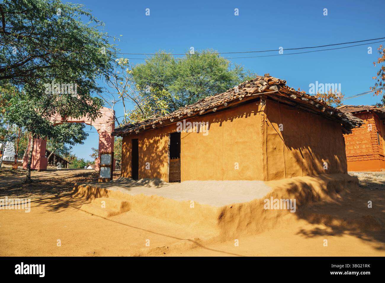 Indisches Folklore-Dorf Shilpgram, traditionelles Haus in Udaipur, Indien, Asien Stockfoto