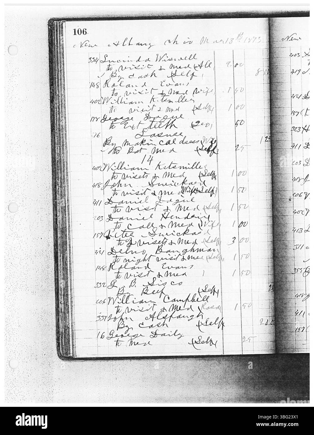 Das William Ranney Tagesbuch Band 6 (1875-1878) dokumentiert die ärztliche Praxis und die täglichen Aktivitäten von Dr. Sylvester William Ranney in Zentral-Ohio. 1830 geboren, studierte Ranney am Starling Medical College und arbeitete als Hausarzt in Franklin, Delaware und Licking County. Seine Zeitschrift bietet Einblicke in die ländliche Medizin des 19. Jahrhunderts und wurde von genealogischen und historischen Organisationen erhalten. Stockfoto