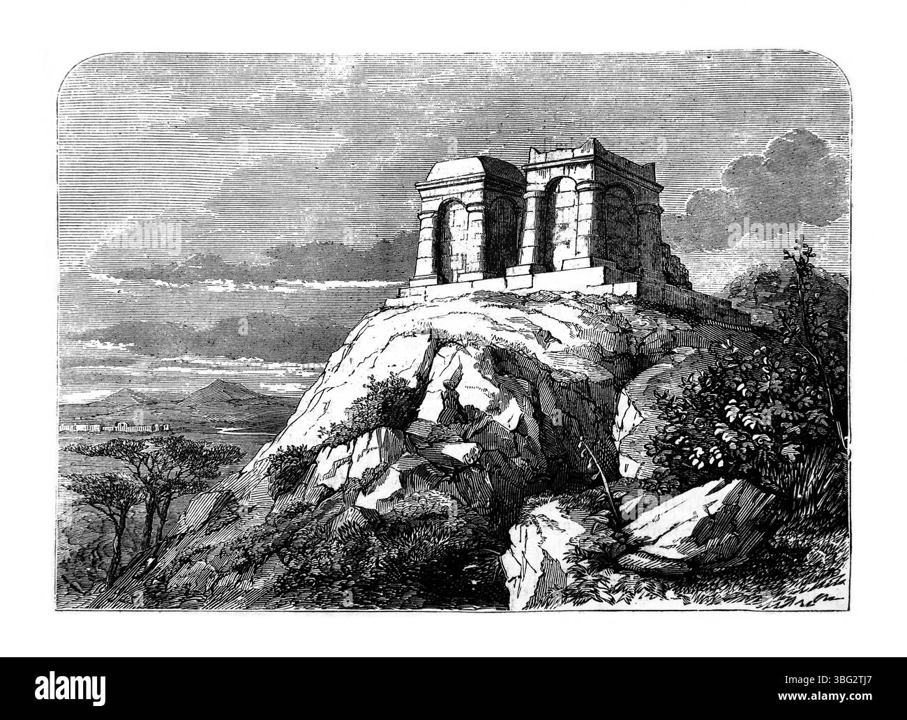 Illustration der antiken Altäre auf hohen Plätzen Jeremia aus dem antiken 19. Jahrhundert die Heilige Bibel mit dem Alten und Neuen Testament mit Expla Stockfoto