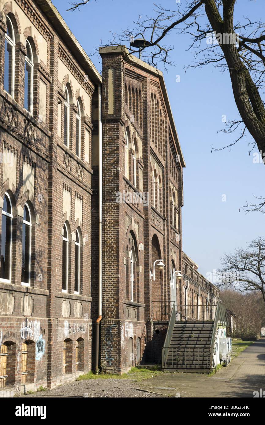 Straßenansicht des Kohlebergwerks Ewald-Continuation in OER-Erkenschwick, Deutschland, Europa Stockfoto