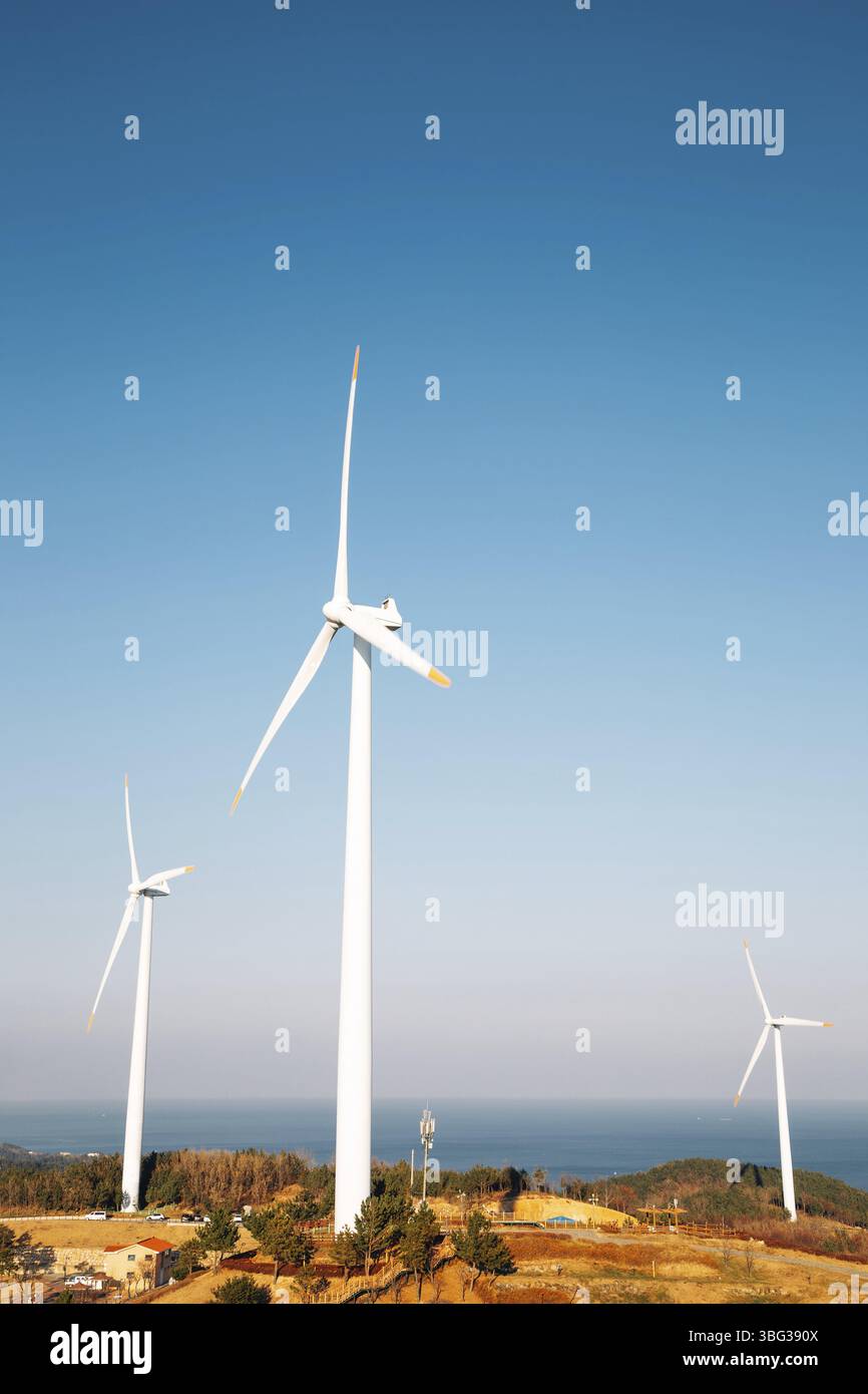 Yeongdeok Windpark und See in Yeongdeok, Korea Stockfoto