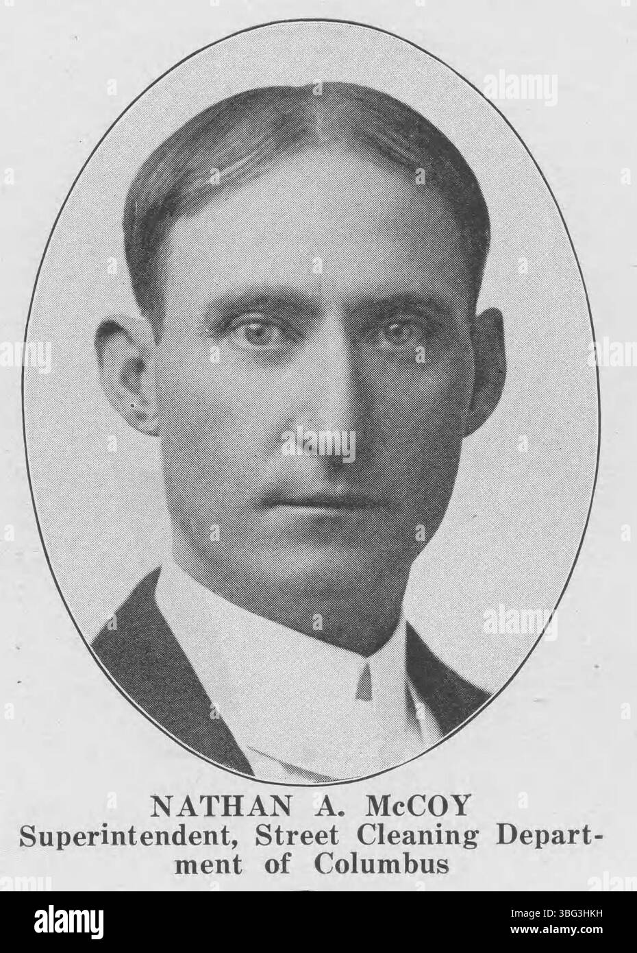 Porträt von Nathan A. McCoy (1871–1968), geboren in Columbus, Ohio. McCoy diente während des Spanisch-Amerikanischen Krieges in der Ohio National Guard und der US Volunteer Infantry und war später in verschiedenen Rollen tätig, darunter City Inspector und Postmeister von Columbus. Stockfoto