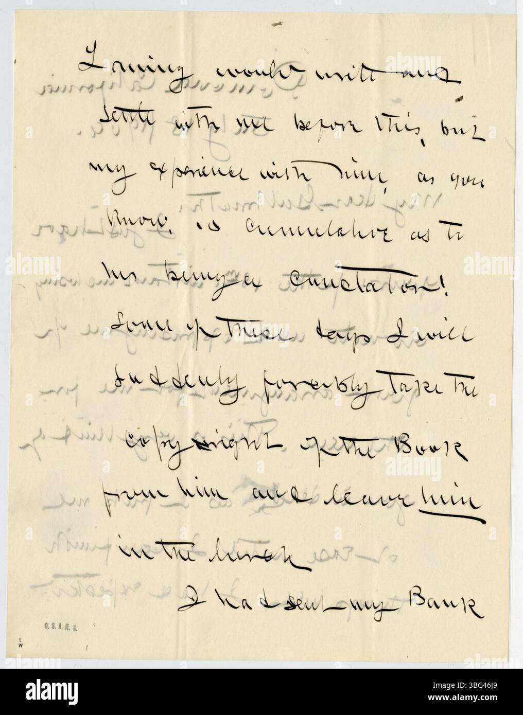 Dieser Brief vom 18. Juli 1906 stammt von William Jackson Armstrong an Charles B. Galbreath, in dem ein finanzielles Problem von Galbreath diskutiert und Armstrongs Leben und Aufenthalt in Kalifornien beschrieben wird. Armstrong war bekannt für seine Rolle in US-Konsulaten und als Aktivist. Stockfoto Dieser Brief vom 18. Juli 1906 stammt von William Jackson Armstrong an Charles B. Galbreath, in dem ein finanzielles Problem von Galbreath diskutiert und Armstrongs Leben und Aufenthalt in Kalifornien beschrieben wird. Armstrong war bekannt für seine Rolle in US-Konsulaten und als Aktivist. Stockfoto