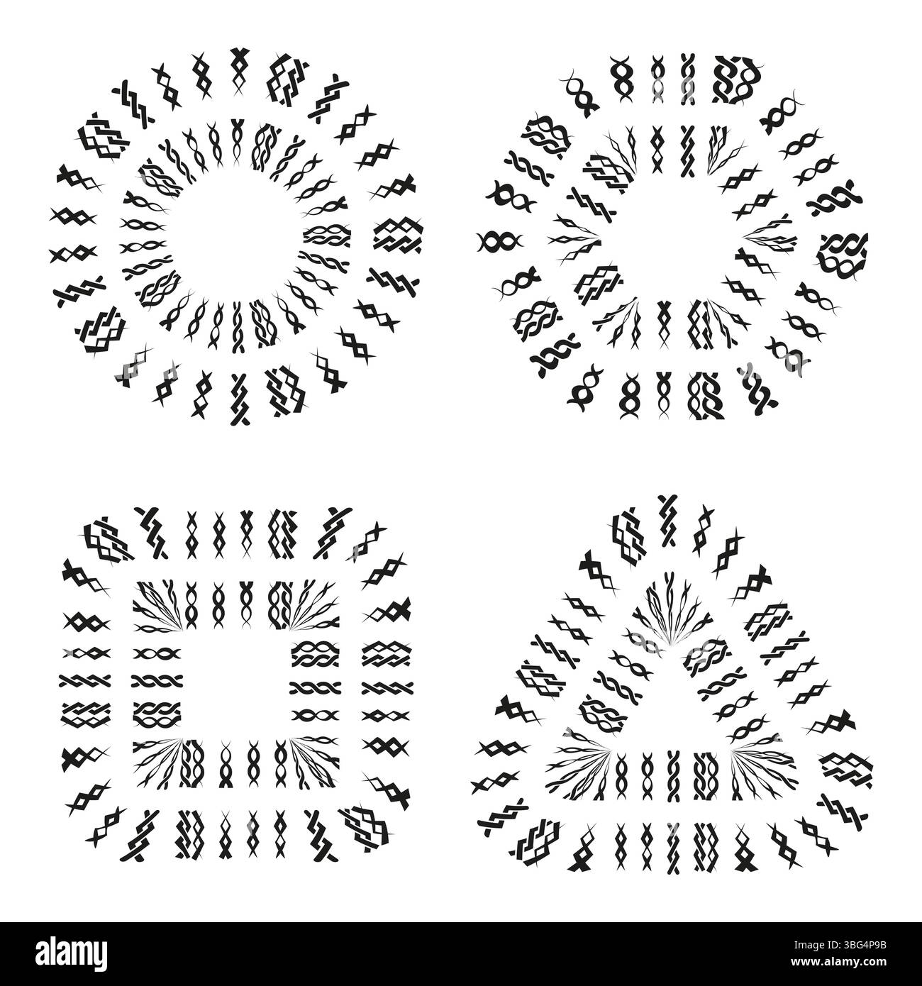 Dekorative Rahmen. Ornamentales Muster. Elemente der Vektordarstellung. Kollektion mit Blumenmotiven. Stock Vektor