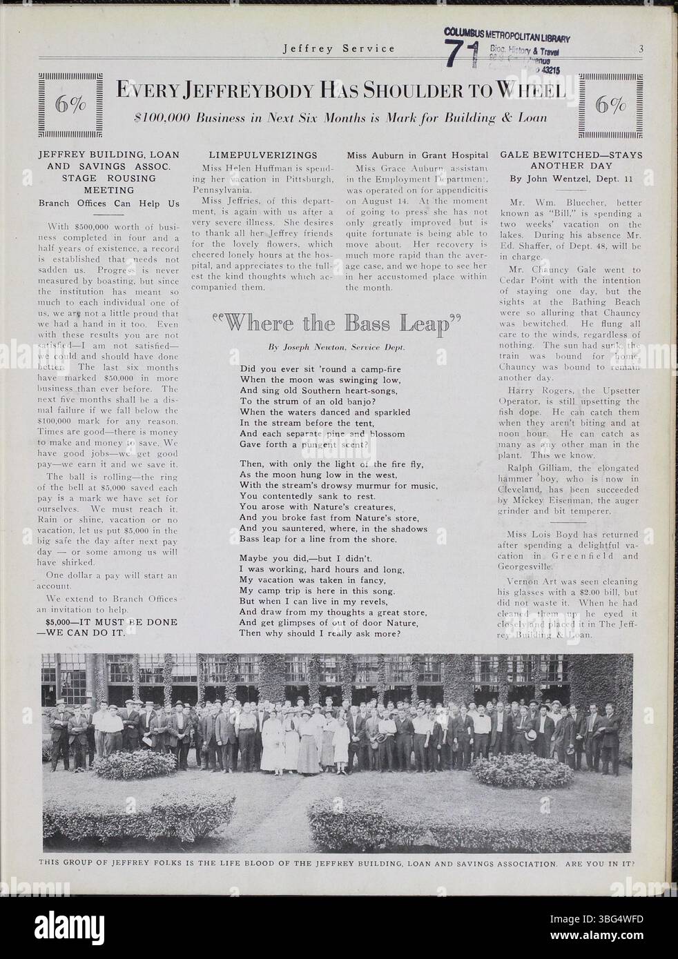 Unternehmenspublikation von 1916 bis 1917 mit Mitarbeiternachrichten, Informationen aus der Industrie, Gemeindeleben, Kriegsdienst und Berichterstattung über gesellschaftliche Ereignisse mit Fotos. Stockfoto