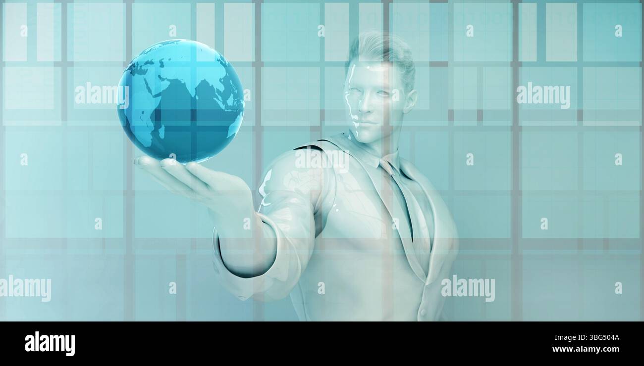 Digitales Marketing-System für die Welt Stockfoto