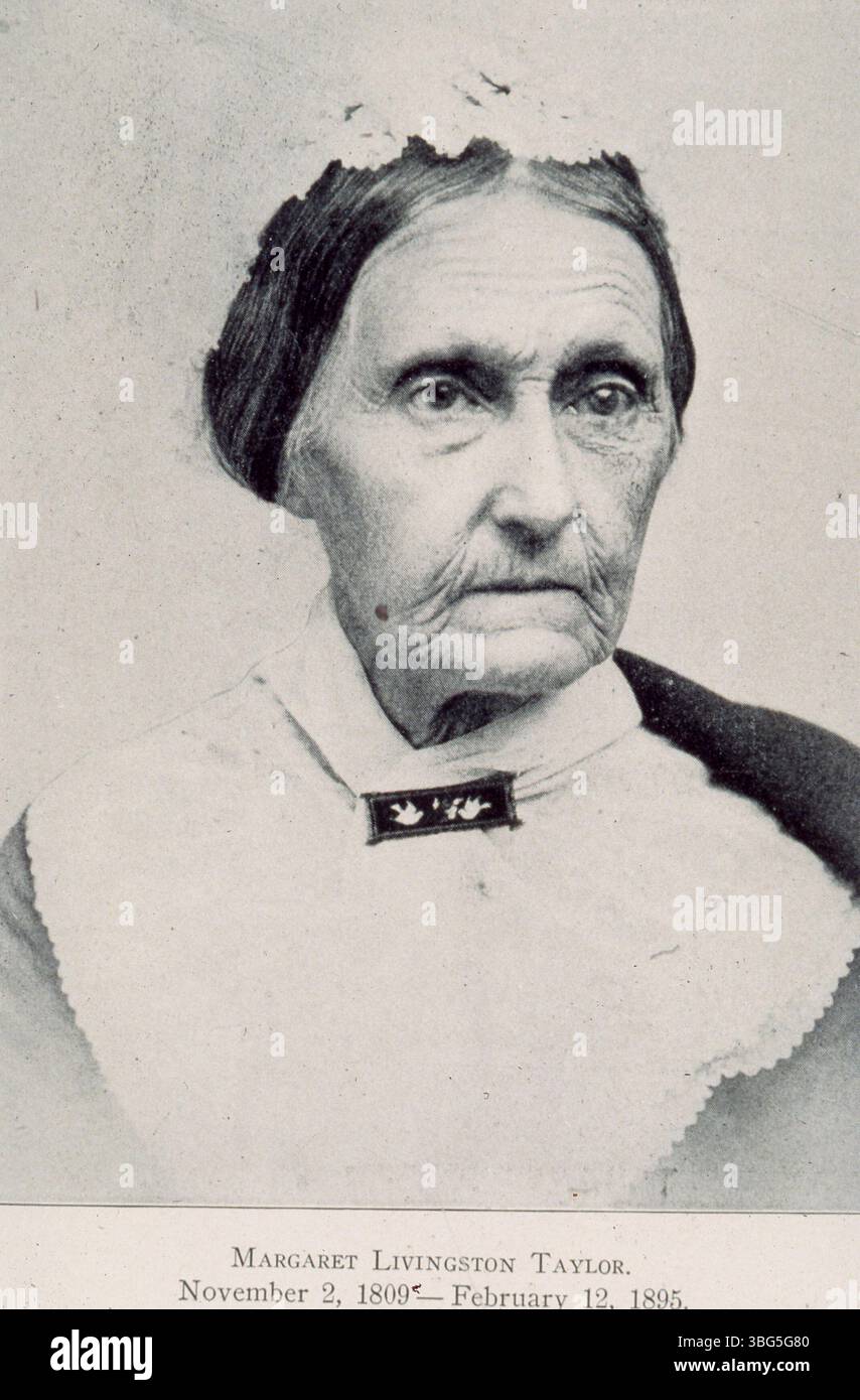 Porträt von Margaret Livingston Taylor (1809–1895), der dritten Ehefrau von David Taylor, der sich 1806 in Truro Township (Ohio) niederließ. Margaret war die Tochter des Richters Edward Chinn Livingston. Stockfoto