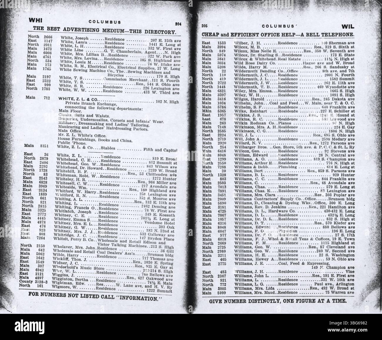 Das Telefonverzeichnis der Columbus Central Union 1908 enthält Einträge für Unternehmen und Wohnsitze in Columbus, einschließlich Gegenden wie Grove City, Hilliard, Linden, Westerville und West Jefferson. Stockfoto