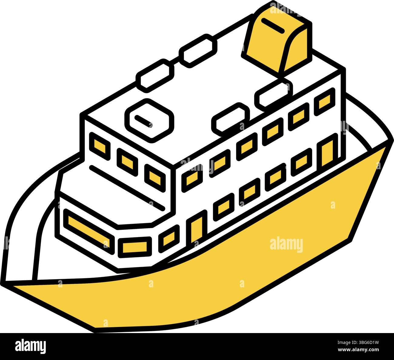 Fahrzeugsymbol, einfache und niedliche isometrische Linienzeichnung Symbol eines Kreuzers, Vektor-Illustration Stock Vektor