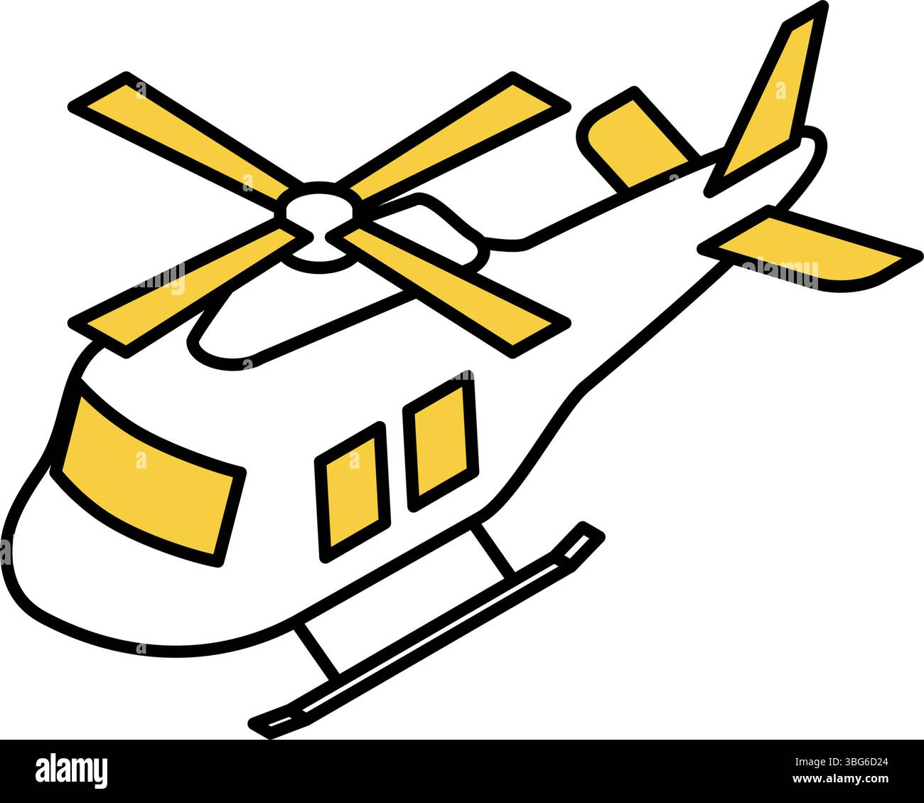 Fahrzeugsymbol, einfache und niedliche isometrische Linienzeichnung Symbol eines Hubschraubers, Vektor-Illustration Stock Vektor