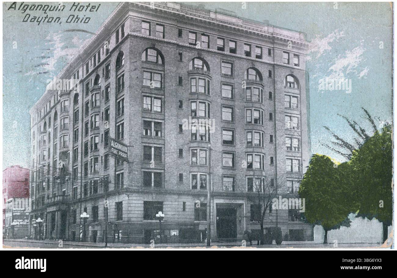 Das Algonquin Hotel in Dayton, Ohio, ab 1912. Dieses historische Hotel ist ein Beispiel für die Gastfreundschaft des frühen 20. Jahrhunderts in Dayton. Stockfoto