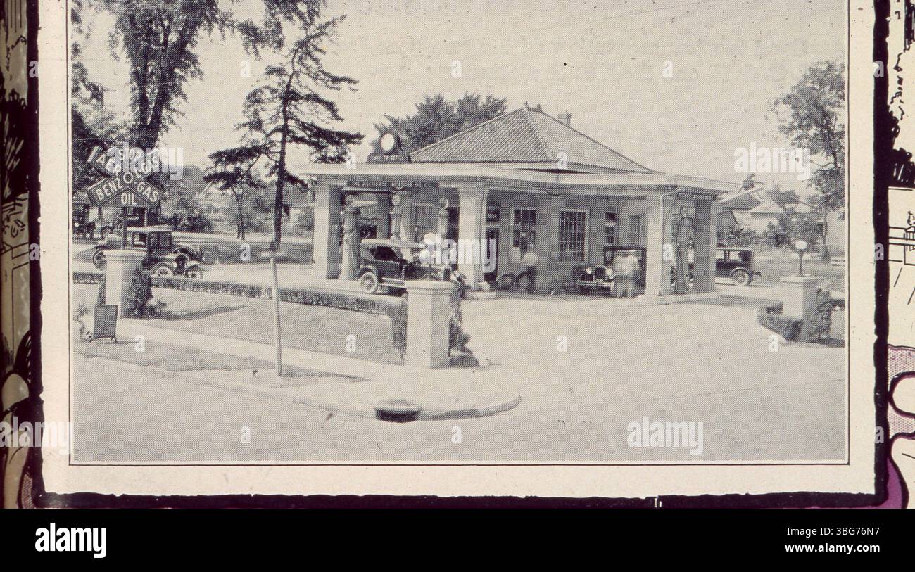Die Accurate Measure Oil Company, die sich an der Broad Street und der Nelson Road befand, war von 1923 bis 1928 in Betrieb und war mit Benzol Tankstellen verbunden. Zu seinem Höhepunkt gab es 37 solcher Stationen in Columbus, Ohio. Stockfoto