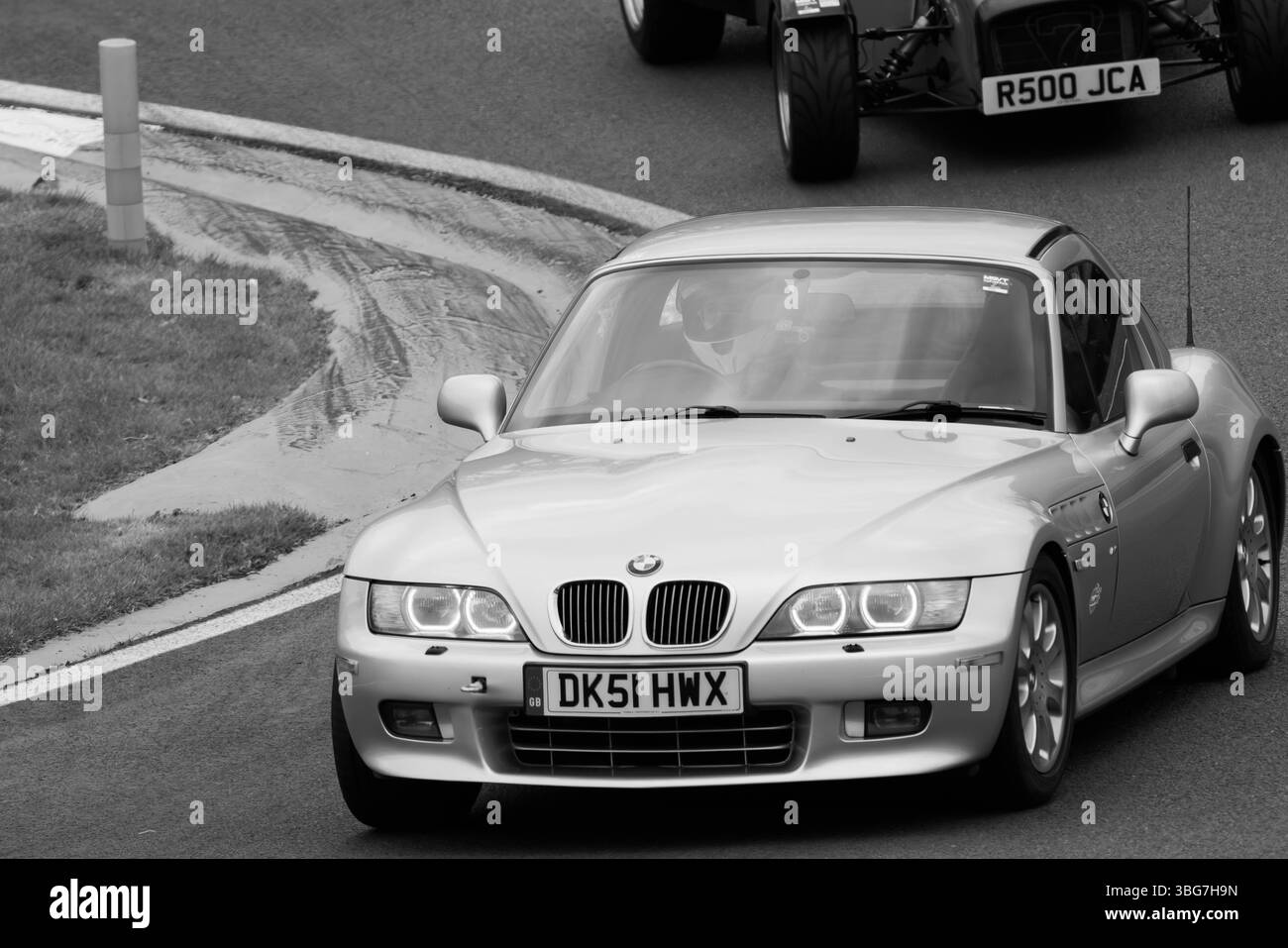 Z3, BMW, bayerischer Automobilhersteller, Roadster, 3Ltr., 2 Sitzer, 2 Türer, 2001, Built America, South Carolina, Werk, Spartanburg, Renntag Cadwell Park. Stockfoto