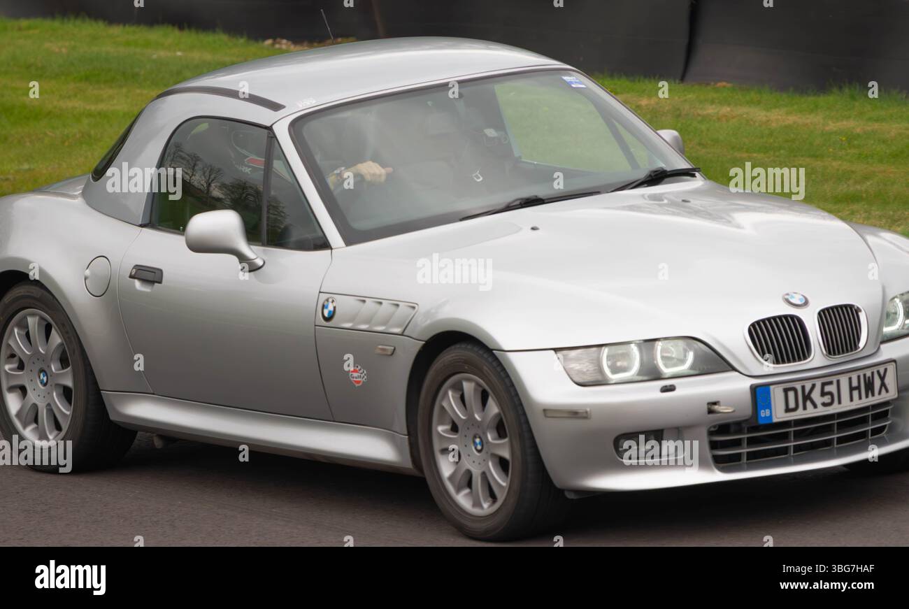 Z3, BMW, bayerischer Automobilhersteller, Roadster, 3Ltr., 2 Sitzer, 2 Türer, 2001, Built America, South Carolina, Werk, Spartanburg, Renntag Cadwell Park. Stockfoto